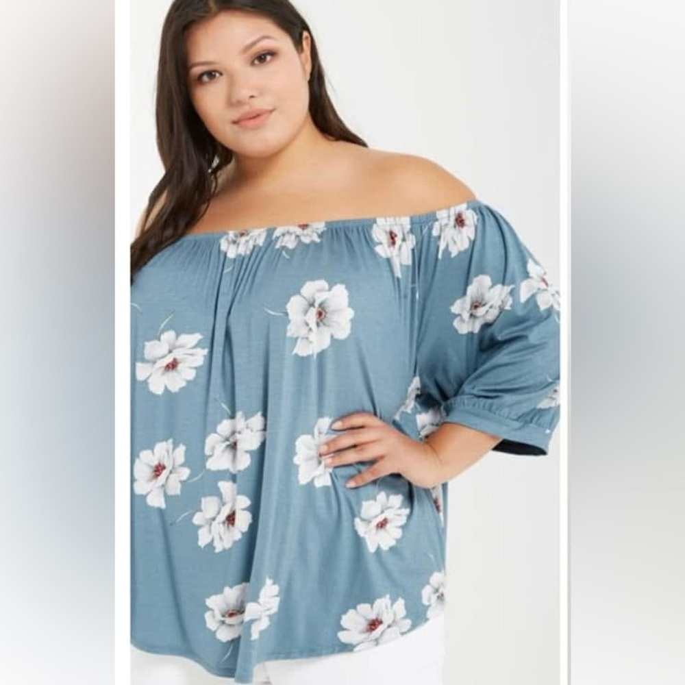 Floral Off-Shoulder Top - Plus